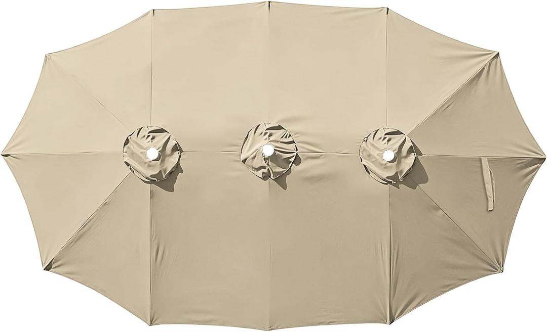 15ft Double-sided Umbrella Replacement Canopy Cover,12 ribs Large Triple Parasol Top For Market Outdoor Patio ShadesFrame not Include