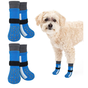 SCENEREAL Anti Slip Dog Socks for Hot Pavement to Prevent Licking Paws, High Top Sporty Style Reflective Dog Grip Socks for Hardwood Floors, Dog Shoes Booties&Paw Protector, Size L Pack of 2