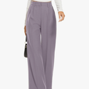 FUNYYZO Wide Leg Pants Women's High Elastic Waisted in The Back Business Work Trousers Long Straight Suit Pants Size L