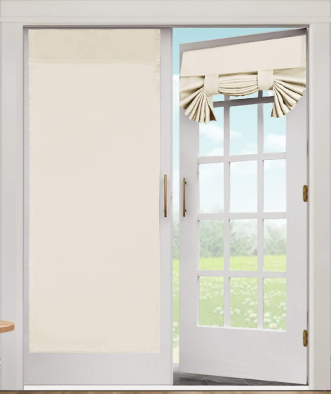 Blackout Curtains for French Doors - Thermal Insulated Tricia Door Window Curtain for Patio Door, Self Stick Tie Up Shade Energy Efficient Double Door Blind, 26 x 68 Inches, 1 Panel, beige