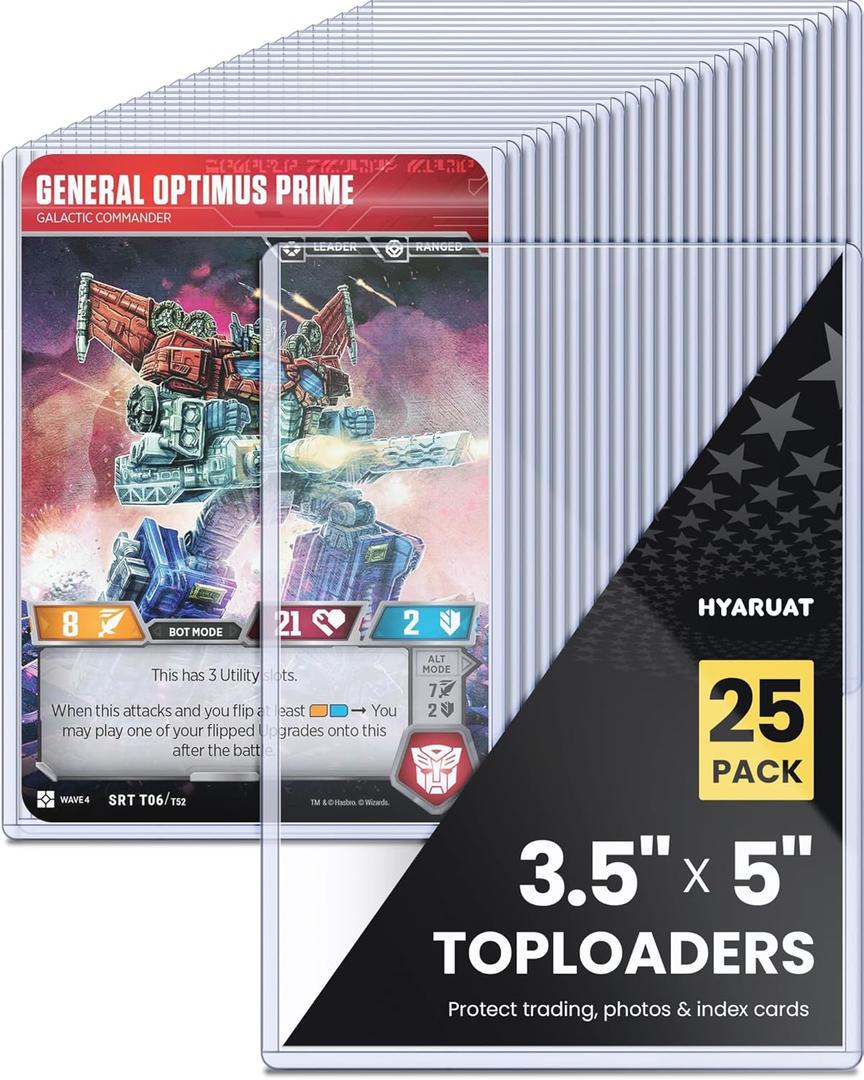 3.5x5 Toploader - Semi-Rigid Plastic Sleeves, Clear Protectors for Transformer Characters, Oversized MTG & TCG Trading Cards (25-Pack)