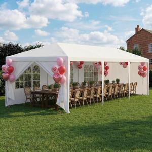 HOTEEL 10x30 FT Party Tent Outdoor Canopy Tents for Parties with 8 Removable Sidewalls, Carpas para Fiestas Waterproof for Gazebo Large Backyard Shelter Patio Wedding Event Tent BBQ White