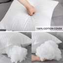 Oubonun 20 x 20 Throw Pillow Inserts, Firm and Fluffy Decorative Square Pillows for Couch Bed Sofa with Soft Cotton Cover White Cushion with Down Alternative Pack of 2
