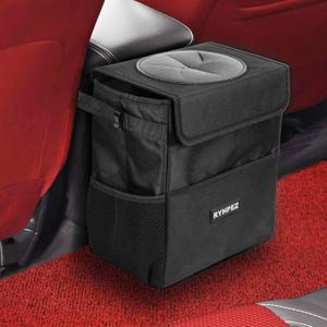 Ryhpez Car Trash Can with Lid - Hanging Trash Bin Garbage Can for Car SUV, Leak-Proof Collapsible Automotive Truck Organizer Road Trip Essentials(3.2 Gallon/12L) (XX-Large, Black)