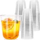 12oz Disposable Stemless Glasses,PET Disposable Drinking Cups,Cold Party Clear Plastic Wine Glasses for Parties Birthday,Wedding,Meeting,Christmas Party Supplies. (50)