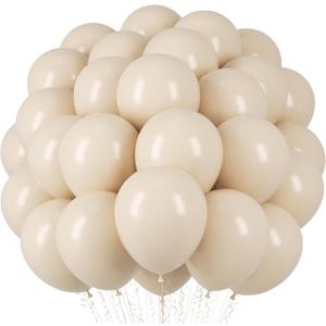Voircoloria White Sand Balloons, 66pack 12inch Sand White Latex Party Balloons for Wedding, Bridal, Baby Shower, Birthday, Graduation, Anniversary, Bachelorette, Engagement Party Decorations