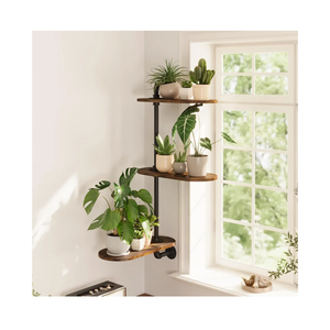 Window Plant Shelves 3-Tier Rotating Plant Stand Industrial Window Plant Shelf Wood Wall Mount Decorative Enhanced Indoor Plants Light Exposure Gift Idea for Plant Lovers