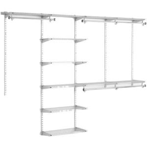 Rubbermaid Configurations Deluxe Custom Closet Kit 4-8 Ft. Adjustable Metal Wire Shelving Titanium Finish Expandable Organization System Hardware Included for Home Closet/Pantry/Laundry/Mudroom (4-8 Feet)
