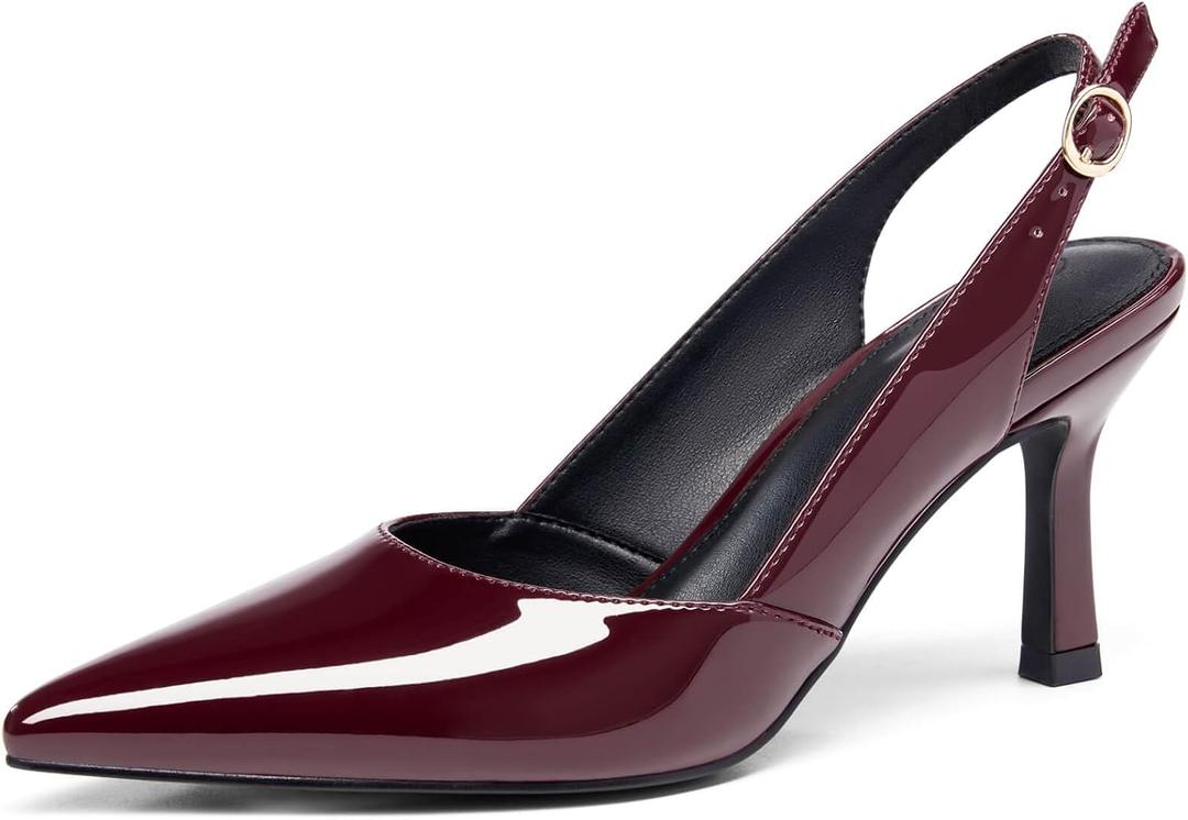 Rilista Women's Slingback Kitten Heels Closed Pointed Toe Backless Wedding Party Dress Pumps Shoes