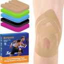 PreCut Kinesiology Tape for Knees, 24PCS Upgraded Waterproof KTQUICK Knee Tape for Knee Pain Relief Pre Cut, Original Cotton Athletic Knee Tape, Waterproof&Hypoallergenic Latex-Free for Sports (Beige)