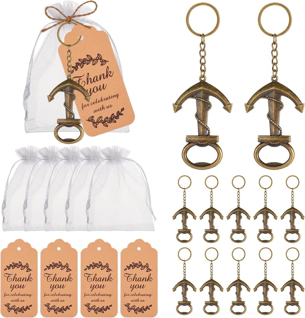 50pcs Anchor Keychain Bottle Opener Wedding Party Gift Decoration, Perfect for Birthday Party, Baby Shower Give Back Guest Gift, Nautical Themed Beer Opener Keychain (Bronze)