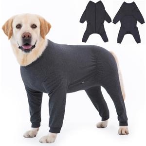 Yeapeeto Dog Onesie Surgery Recovery Suit for Large Medium Bodysuit Dogs Pajamas PJS Full Body for Shedding, Prevent Licking, Wound Protection, Cone Alternative(5XL,Dark Grey)
