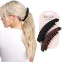 Kitsch Banana Clip  Retro 80s Style Hair Clips for Women, Secure & Durable No Crease Banana Clips for Styling, Ponytails & Updos | Ideal Gifts for Women  Black & Tort, 2pc Set