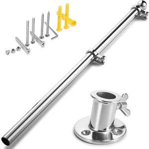 ZOMCHAIN Marine Flag Pole with Base, Flag Pole Holder, 316 Stainless Steel Flag Pole Set for Boat, Yacht, Truck and Yard - Flag Pole 24 inch