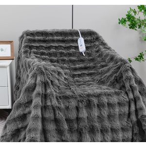 TiMiCalda Heated Blanket Electric Queen 84"x90" Soft Thick Bubble Electric Blanket for Sofa with 5 Heat Levels & 10 Hours AutoOff Overheat Protection, Warm Cozy Gifts, Light Grey