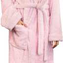 PAVILIA Premium Womens Plush Soft Robe Fluffy, Warm, Fleece Sherpa Shaggy Bathrobe (Large-X-Large, Light Pink)