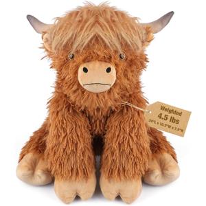 24" & 4.5lbs Highland Cow Stuffed Animal, Sitting & Laying Weighted Stuffed Animals, Cuddly & Soft Weighted Highland Cow Plush for Adults & Kids, Highland Cow Gifts for Christmas & Valentines Day