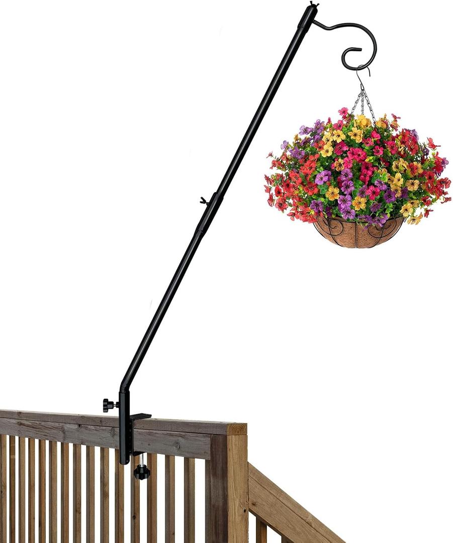 Bird Feeder Hook for Deck Railing, 31inch Heavy Duty Shepherds Hooks for Deck Railing Plant Hanger Wind Chime Suet Baskets Balcony Porch
