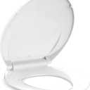Elongated Toilet Seat, 19 Inch White Slow Close PP Plastic Toilet Cover, Quick Release Hinges, Easy Clean Stain Resistant Bathroom Seat for Standard Toilets