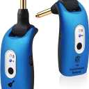 A9 Wireless Guitar System 2.4GHz Built-in Rechargeable Lithium Battery 270Rotatable Audio Wireless Transmitter Receiver for Acoustic Guitar Bass Violin Keyboard Electric Instruments, Blue