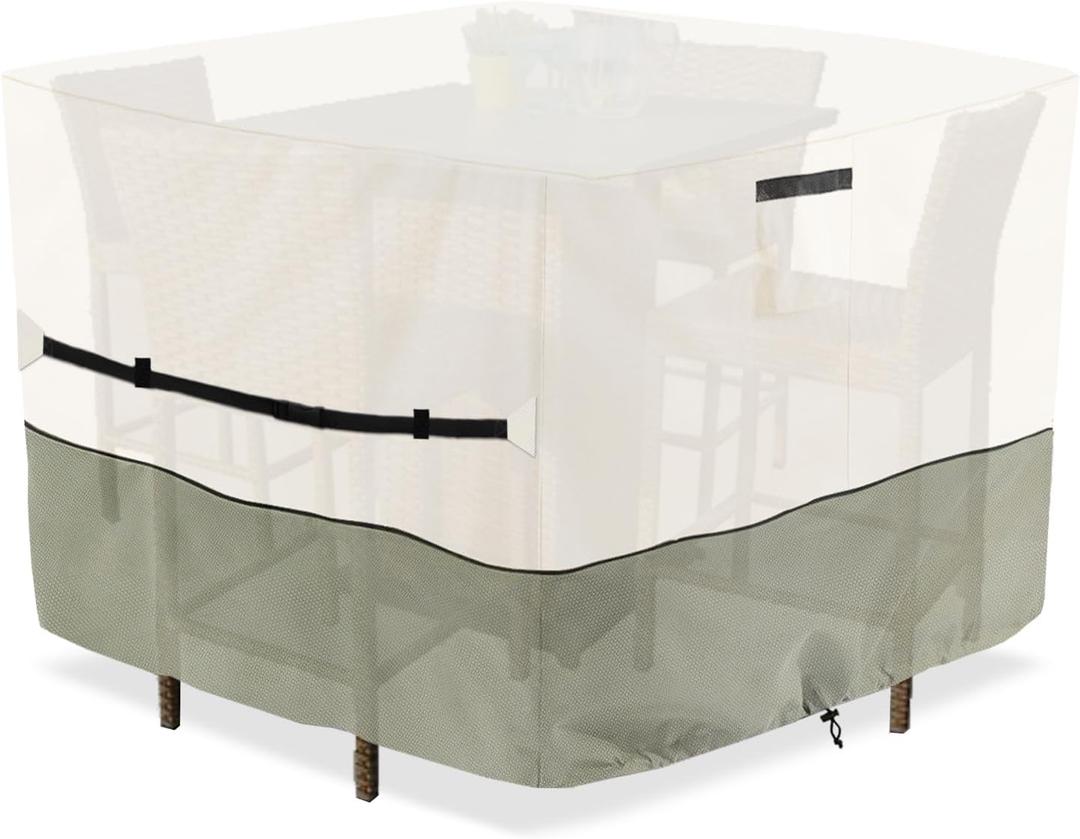 Square Patio Furniture Cover for 5-Piece Bar Height Patio Dining Set Covers,100% Waterproof Outdoor 66 Inch Square High Wicker Bar Table and Chairs Cover, Beige Square Patio Furniture Cover for 5-Piece Bar Height Patio Dining Set Covers,100% Waterproof Outdoor 66 Inch Square High Wicker Bar Table and Chairs Cover, Beige