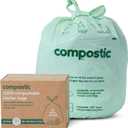 Compostic Compostable Trash Bags, 13 Gallon Tall Kitchen (50 Count) Starter Pack Extra Strong, Home Compostable, Plant-Based, Non-Toxic, Unscented Garbage Bags