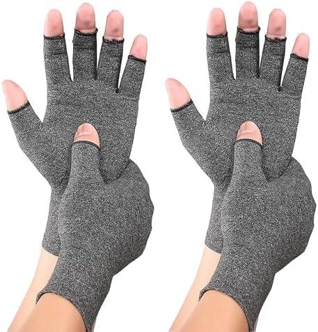 Worzwin 2 Pairs Bamboo Compression Gloves - Bamboo Arthritis Gloves for Men Women - Compression Glove for Arthritis, Size XL
