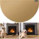 FLASLD Fireproof Fireplace Hearth Mat 2442Inch Half Round Hearth Rug Protects Floors from Sparks Embers, Brown