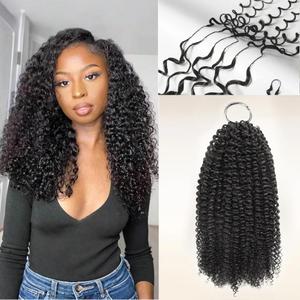 Human Crochet Hair for Black Women Kinky Curly Human Hair Crochet Bundles Pre-Separated Feather Crochet Human Hair Invisible Miracle Knots Feather Line Hair Extensions 14Inch 100g (14 Inch - 100g)