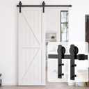 5ft Heavy Duty Sturdy Sliding Barn Door Hardware Kit for Single Door, Easy to Install and Reusable - Fit 1 3/8-1 3/4" Thickness & 30" Wide Door Panel, Black (I Shape Hanger)