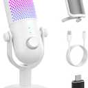 USB Microphone for PC Gaming: Condenser Microphone RGB for Gamer with Stand Mic - Recording Mic for Computer&Laptop with Qiuck Mute - Desk Podcast Mic for Podcast & Singing & Streaming & Youtube White