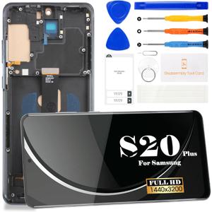 TFT for Samsung Galaxy S20 Plus 5G LCD Screen Replacement for Samsung S20+ 5G Display Digitizer for Galaxy SM-G985 SM-G986 SM-G986F SM-G986U Touch Screen Repair Kits(Black, with Frame)