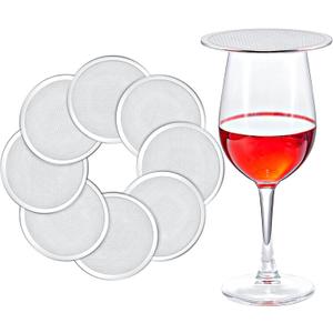8 Pieces Stainless Steel Drink Covers Wine Glass Cover Mesh Ventilated Discs Keeps Debris out Cup Lids Wine Glass Topper for Beverage Cap Outdoors Ventilation Reducing Splashing