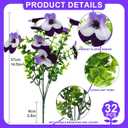 32 Pcs Artificial Pansy Flowers for Outdoor Faux Silk Spring Flowers for Outside, Realistic Pansies for Window Box, Planter, Front Door, Porch and Garden Home Decor (32, Light Purple,White,Purple)