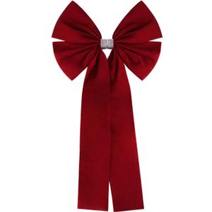 36x18 Inches Extra-Large Christmas Tree Topper Bow Burgundy Velvet Ribbon Gift Bows for Christmas Home Decor, Outdoor Indoor Car Decoration (Burgundy)