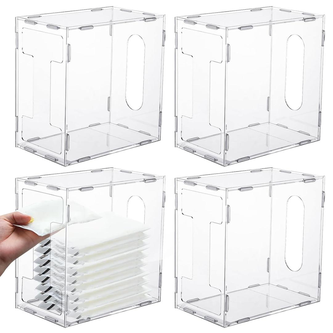 Domensi 4 Pcs Breast Milk Storage Tower Freezer Storage Organizer for Milk Freezer Bags Breastmilk Container Reusable Breastfeeding Accessories Fridge, 8.3 x 8.3 x 5 Inch(Clear)