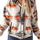 SELINK Womens Fleece Jacket Western Aztec Print Long Sleeve Snap Button Down Shacket Jackets with Pockets , Medium, Grey 