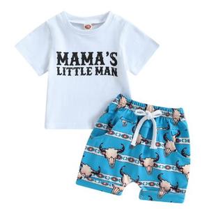 Western Baby Boy Summer Clothes , Cow Print Short Sleeve T-Shirt Casual Jogger Shorts Toddler Cowboy Outfit , 12M,