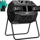 VIVOSUN Outdoor Tumbling Composter Dual Rotating Batch Compost Bin, 43 Gallon Black Door