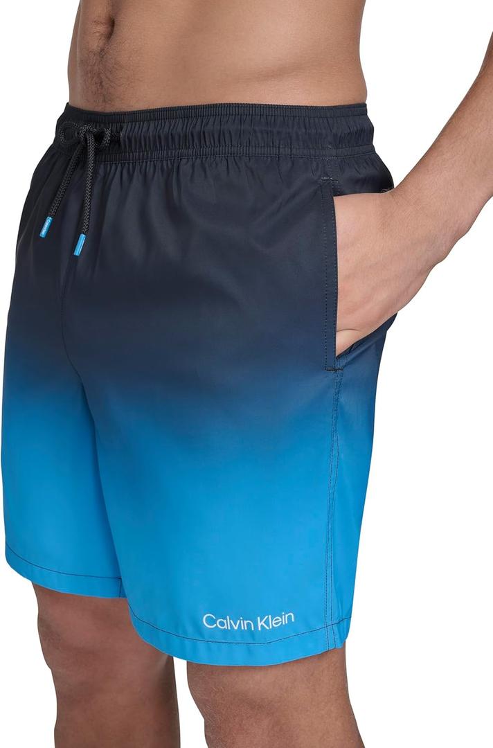 Calvin Klein Men's Volley Quick Dry Lightweight Swim Trunk (Medium, Black)