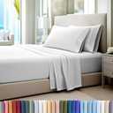 Pizuna Cotton Twin Xl Sheets Set White, 400 Thread Count 100% Long Staple Combed Sateen Cooling Sheets Cotton, 15 Inch Deep Pocket Twin Xl Sheet (White Bedding CottonSheet)