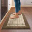 Kitchen Rugs Non Slip Washable, Absorbent and Stain Resistant Kitchen Sink Mats for Floor, Comfortable Braided Runner Rugs for Kitchen, Hallway, Laundry & Sink, Easy to Clean, 17"x30", Brown