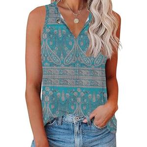 Koufland Tank Top for Women Keyhole V Neck Sleeveless Blouses Casual Sexy Summer Tank Tops Loose Fit Cute Floral Basic Shirt L