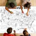 Naozinebi US Map Coloring Poster for Giant Coloring Poster Large US States Map Coloring Tablecloth Jumbo Coloring Books for Home Birthday Party Supplies Favor