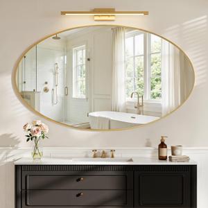 Koonmi Gold Oval Bathroom Mirror, 30"x48" Bathroom Vanity Mirror, Oval Mirror for Bedroom Living Room Entryway, Hangs Horizontal or Vertical