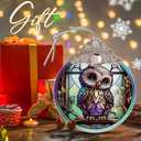 Jocidea Owl Christmas Ornaments - Owl Hanging Ornament - Owl Christmas Decor - Owl Suncatchers for Windows - Christmas Owl Gifts - Owl Lovers Gifts - Owl Ornaments for Christmas Tree