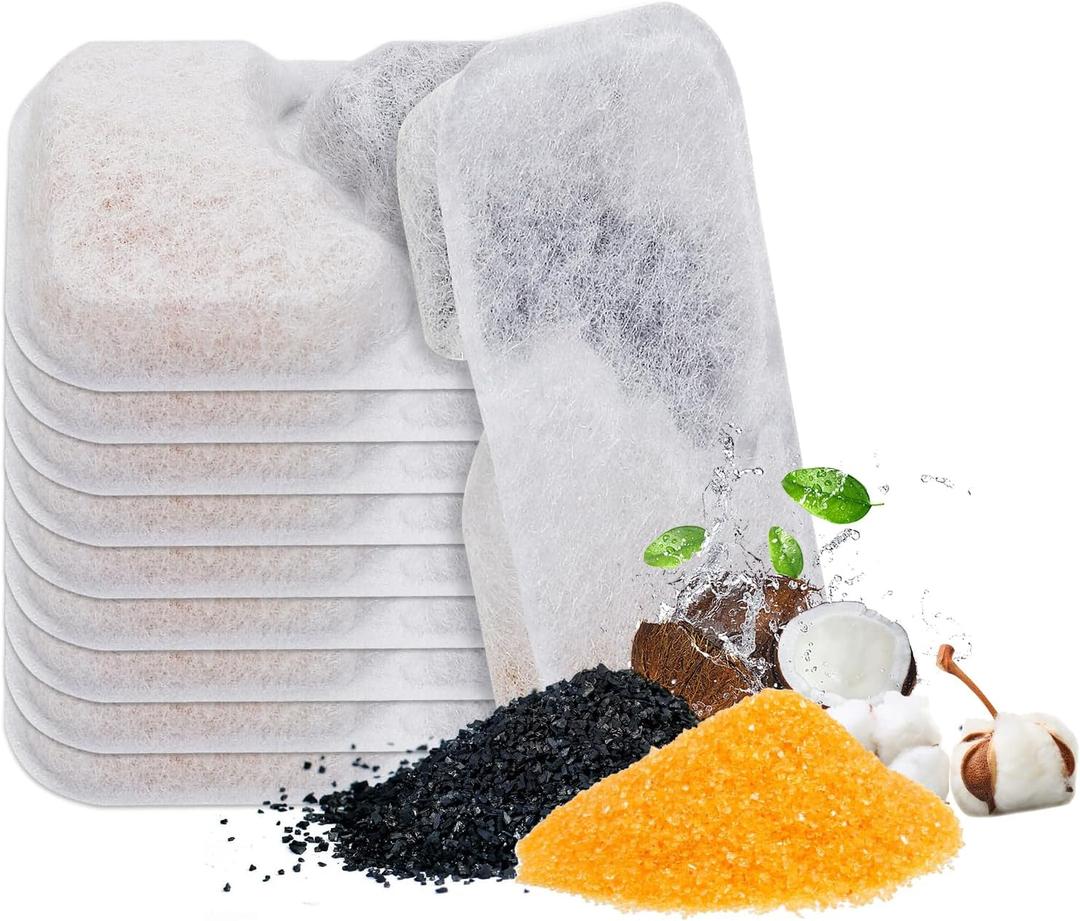 2 x Cat Water Fountain Filters,Replacement Filters for Pet Fountain Cat Drinking Fountain,Triple Filtration System,10 Pack