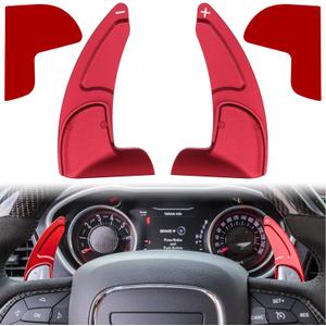 Steering Wheel Shift Paddle Extended Shifter Trim Cover for Dodge Challenger Charger Durango RT & Scat Pack 2015-2024, for Jeep Grand Cherokee 2014-2020 Interior Decoration Accessories (Red 2PCS)