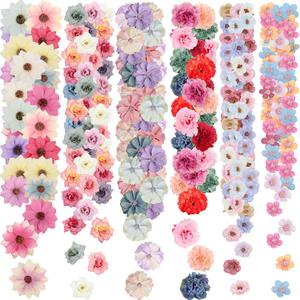 240pcs Fake Flowers Heads Artificial Silk Flower for Crafts, Small Artificial Daisy Roses Faux Flowers Bulk for DIY Cake Wedding Party Home Garland Wreath Decoration (Colorful 1)