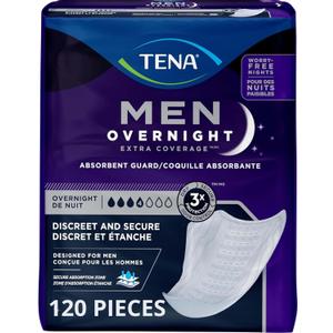 TENA Men Overnight Incontinence Guard, Bladder Control, Discrete, Overnight Absorbency, 120 Count